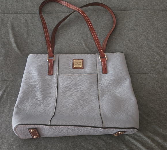 Dooney & Bourke Handbags - Dooney & Bourke Light Gray Leather Shoulder Bag